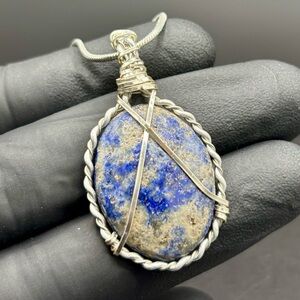 Handcrafted Silver and Blue Stone Pendant
